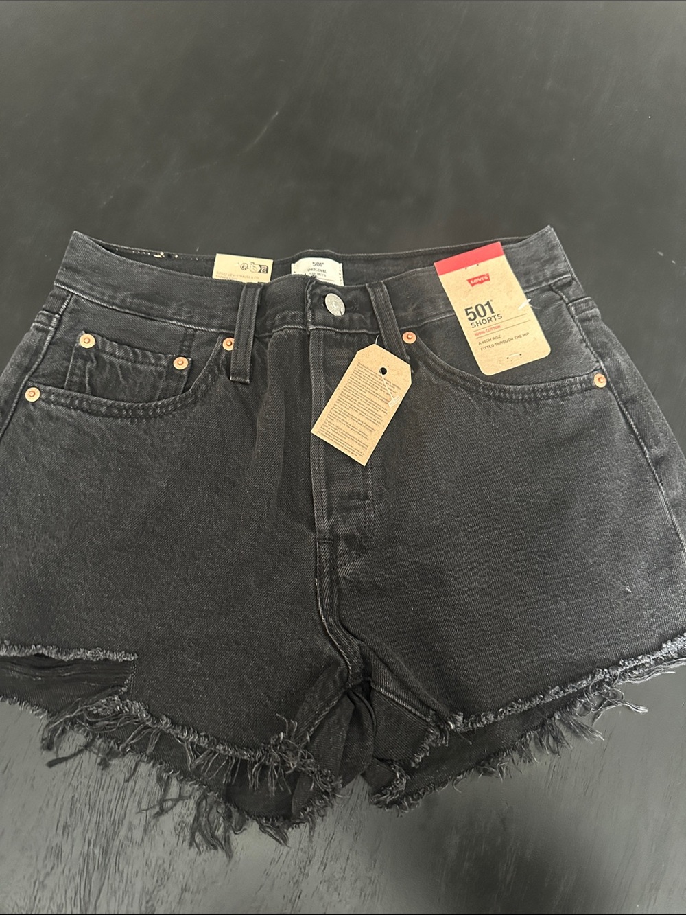 NWT Levi's 501 High-Rise Black Cutoff Denim Shorts